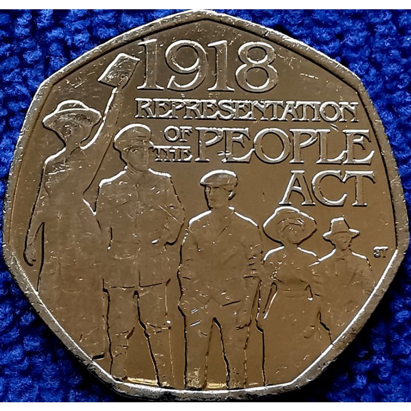 เหรียญ​อังกฤษ​ UK, 50​ Pence, (วาระ100ปีกฏหมายสภาผู้แทนราษฎร), #​1340T, ไม่​ผ่าน​ใช้​ UNC