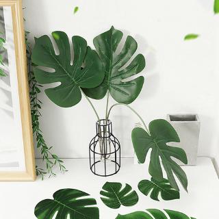 2ชิ้น Monstera ใบไม้ประดิษฐ์สีเขียวสําหรับตกแต่งบ้านออฟฟิศ