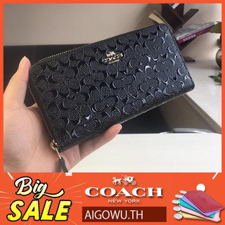 COACH ใหม่ F54805 กระเป๋าสตางค์กระเป๋าสตางค์กระเป๋าสตางค์แบบยาวที่นูนขึ้นใหม่