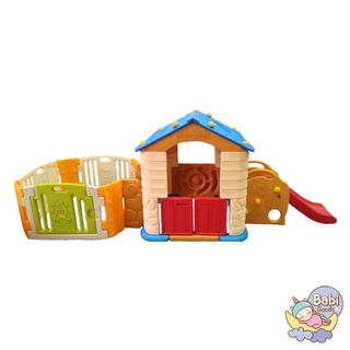 จัดส่งฟรี Eduplay บ้านเด็กเล่นพร้อมสไลเดอร์ต่อคอกกั้นเด็ก รุ่น Play House Slide + Baby Room