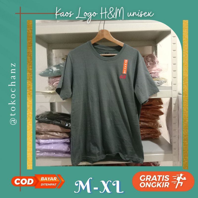 H&M ชม.&ม.&M โลโก้เสื้อยืด PLAIN TSHIRT เสื้อยืดผู้ชายผู้หญิงเด็กผู้หญิงผู้ชายผู้หญิง UNISEX TEENAGE