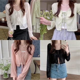 Somedays_closet l🌷พร้อมส่ง🌷 Cena knit เสื้อคลุมไหมพรมบาง ฉลุลายลูกไม้ ฟีลซีทรูหวานๆปนเซ็กซี่