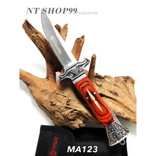 NT SHOP มีดเดินป่า มีดพก มีดใบมีดสีดำคมเท่ มีดสะสม knife K178