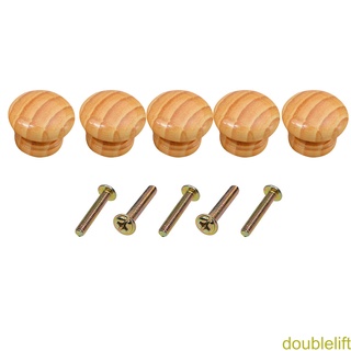 [double]5pcs Round Wood Knobs Cabinet Furniture Drawer Pulls Handles Kitchen Cupboard Wooden Handle