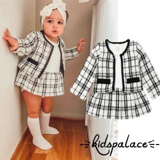 ➤♕❀❤Kids Baby Girl Pageant Plaid Coat &amp; Tutu Dress Party Outfits Clothes 2PCS