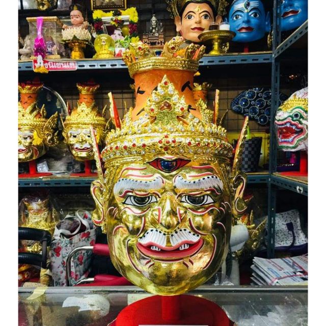 เศียรฤๅษีตาไฟ ขนาดครอบศรีษะ พร้อมขาตั้งเศียร