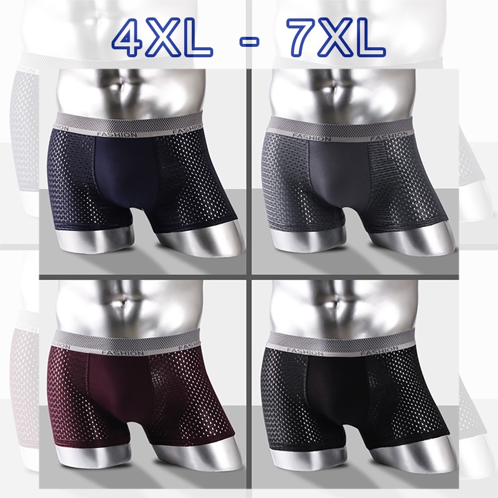 กางเกงในชายไซส์ใหญ่ 4XL-7XL ผ้ารูด้านหน้า ด้านหลังผ้าคอตตอน เนื้อนิ่ม ใส่สบาย