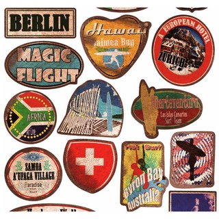 BIG SIZE เครื่องบิน TRAVEL vintage สไตล์วินเทจ อเมริกัน ย้อนยุค การ์ตูน sticker รูปแบบที่แตกต่างกัน สเก็ตบอร์ด36ชิ้น