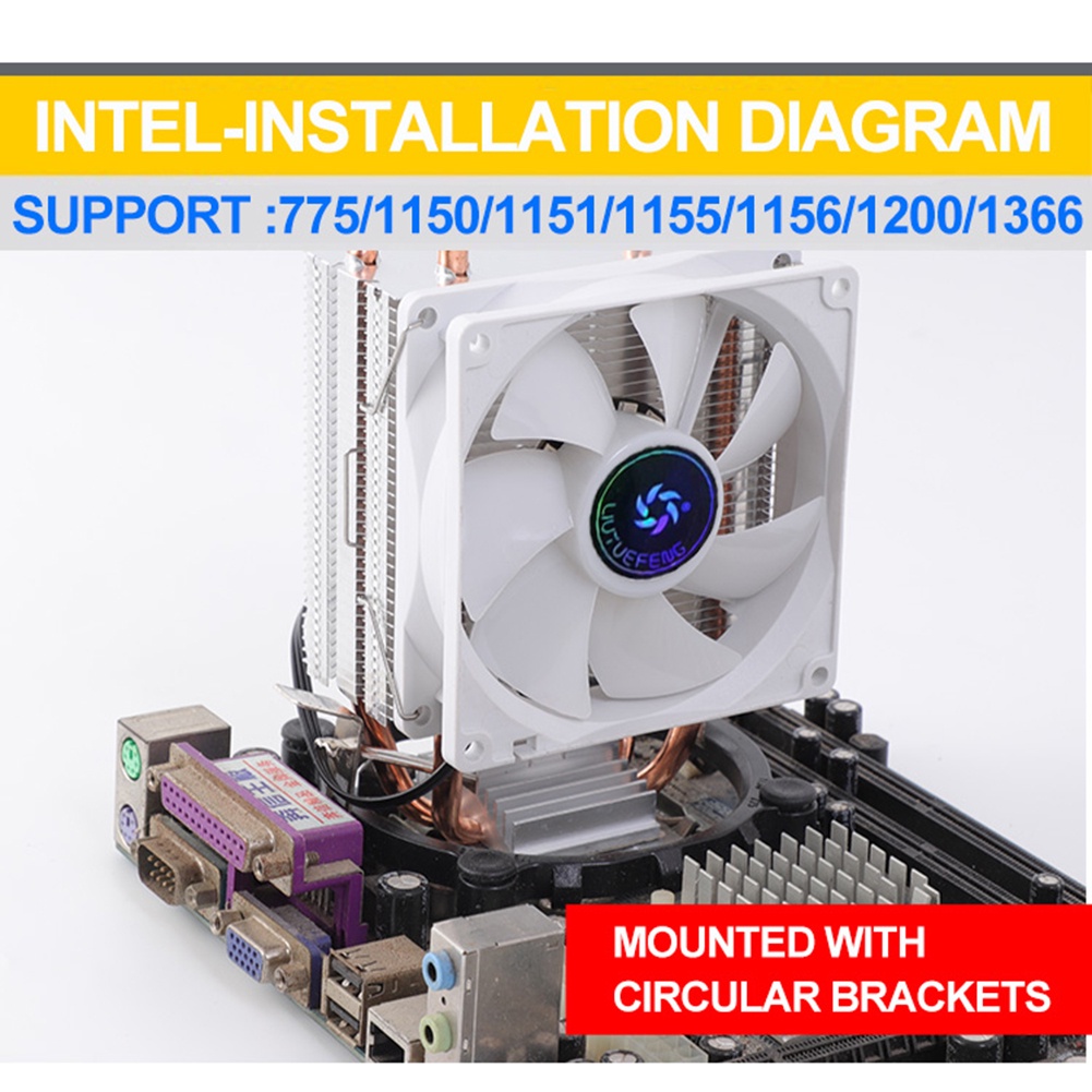 4 Heatpipes RGB CPU Cooler Radiator Silent PWM 3PIN For Intel LGA 1150 ...