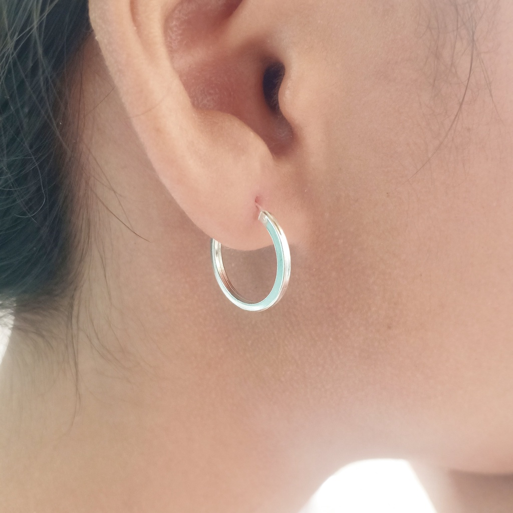 ต่างหูห่วงเงินแท้ Square Tube Hoop Earrings 92.5% (ห่วงเหลี่ยม 1.5 มิลลิเมตร)