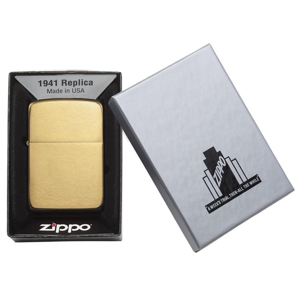 Zippo 1941B Brushed Brass 1941 Replica ของแท้ Made in USA