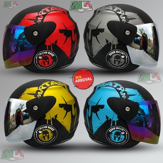 หมวกกันน็อคมอเตอร์ไซค์ นวัตกรรม Evo SNI Like GM หมวกกันน็อค ของแท้ ลาย Spartan สีเงินแก้วรุ้ง พรีเมี่ยม สําหรับผู้ใหญ่ ชาย และหญิง หมวกกันน็อค -