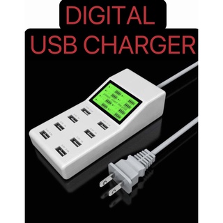 YC-CDA6 Digital USB CHARGER: 8 Port USB Desk Charger and Mains Extension With LCD Displa