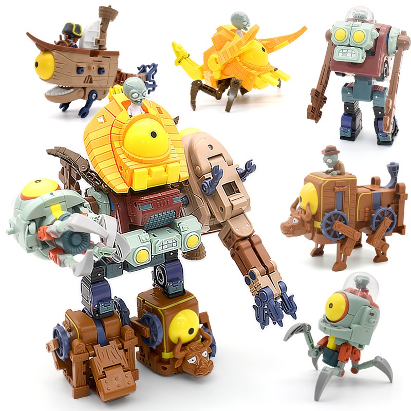 Hot Stock5 In 1 Assembly Deformation Zombie BOSS Robot Doll PVZ Plants ...
