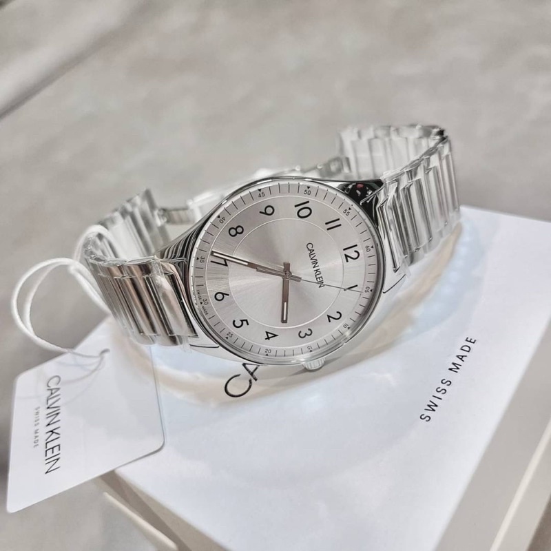 (ผ่อน0%) นาฬิกา Calvin Klein Bright Round Analog Silver Dial Men Watch KBH21146 สแตนเลส สีเงิน หน้าปัดกลม 40 มม.