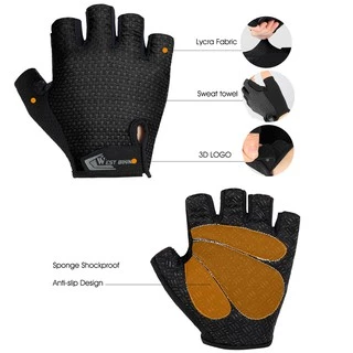WEST BIKING ถุงมือครึ่งนิ้วระบายอากาศสําหรับปั่นจักรยาน