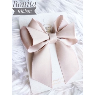 [HM034] ใหม่ เฉดสีพิเศษ โบว์ติดผมผ้าซาตินสีแชมเปญ สวย หรูหรามากๆ  collection Bonita Signature