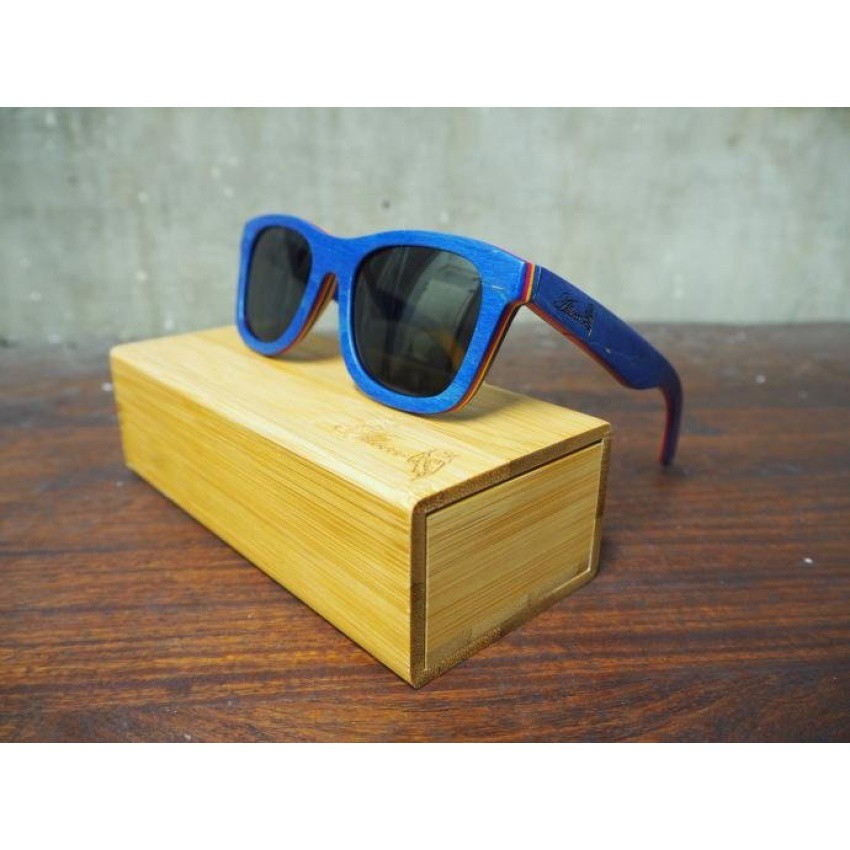 Allocco แว่นกันแดดไม้สเก็ตบอร์ด skateboard wood sunglasses รุ่น Neo Classic Blue