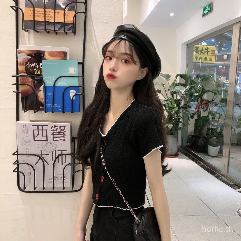 ผ้าไหมน้ำแข็งขนาดใหญ่Tเสื้อนักเรียนหญิงแขนสั้นเกาหลีหลวมinsเสื้อถักน้ำ ...