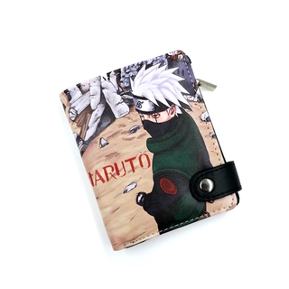 กระเป๋าสตางค์ ใส่เหรียญ ใส่บัตรได้ แบบนิ่ม แต่งซิป ลายการ์ตูนนารูโตะ Hatake Kakashi