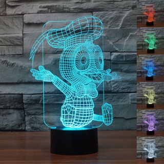 โคมไฟตั้งโต๊ะ LED รูปเป็ดโดนัลด์ดิสนีย์ 3D ไล่โทนสี 7 สี ชาร์จ USB