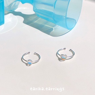 earika.earrings - hologram heart/round ring แหวนเงินแท้จี้หัวใจ/กลมสีโฮโลแกรม ฟรีไซส์ปรับขนาดได้