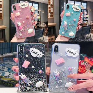 Samsung Galaxy S21 S20 FE Note 20 Ultra Note 10 8 9 S10 S9 S8 Plus 3D Cute Rabbit Glitter Soft TPU Phone Case