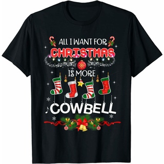 เสื้อยืดสีขาวเสื้อยืด พิมพ์ลาย All I Want Christmas Is More Cowbell พลัสไซซ์ สําหรับผู้ชาย ไซซ์ 4Xl 5Xl 6XlS-4XL