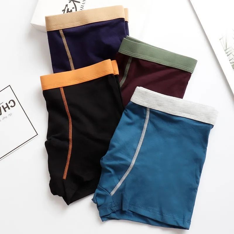 ▨4 PCS In 1Men's 100% Cotton Boxer Breathable Trunk Underpants Elasticity Underwear Smooth Soft Panties Plus Size SEL #4