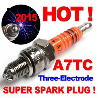 ☼Mooncake☼1Pc Spark Plug A7TC A7TJC 3 Electrode GY6 50cc-125cc Moped Scooter ATV Quads