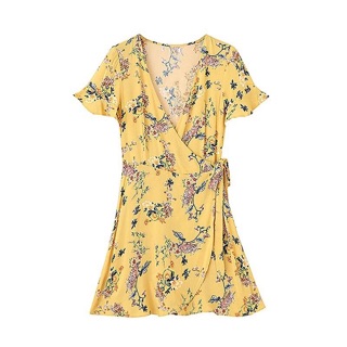 พร้อมส่ง! yellow floral dress เดรสเหลืองลายดอกน่ารัก