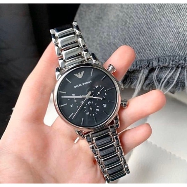 Emporio Armani classic black dial chronograph watch
