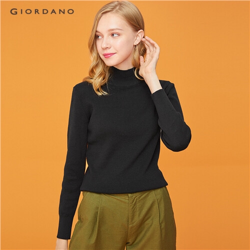 GIORDANO WOMEN Mockneck long-sleeve knitted sweater 13359802