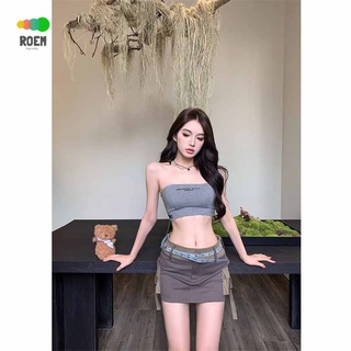 Summer hot girls color matching work clothes skirt sexy temperament slimming high waist hip short skirt small new