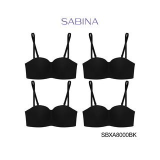 Sabina ซาบีน่า เสื้อชั้นใน (Set 4 ชิ้น) (มีโครง) BODY BRA THE SERIES (เกาะอก) รุ่น Doomm Doomm รหัส SBXA8000BK สีดำ