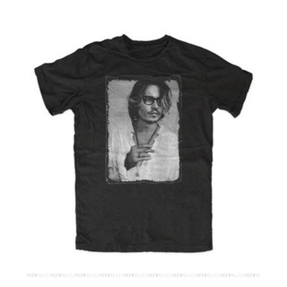 เสื้อยืด ระบายอากาศ พิมพ์ลาย Johnny Depp Schwarz สไตล์วินเทจย้อนยุค แฟชั่นสําหรับผู้หญิงS-5XL