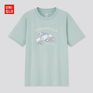 เสื้อยืดสีขาวUniqlo X Sanrio Collaboration Series เสื้อยืดลําลองสําหรับสตรีแขนสั้นพิมพ์ลายตัวอักษร 437861