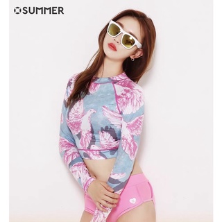 [ผญ] เสื้อว่ายน้ำ แขนยาว ครึ่งตัว กันยูวี Crop Top Birdie  GG.SWIMWEAR OSUMMER