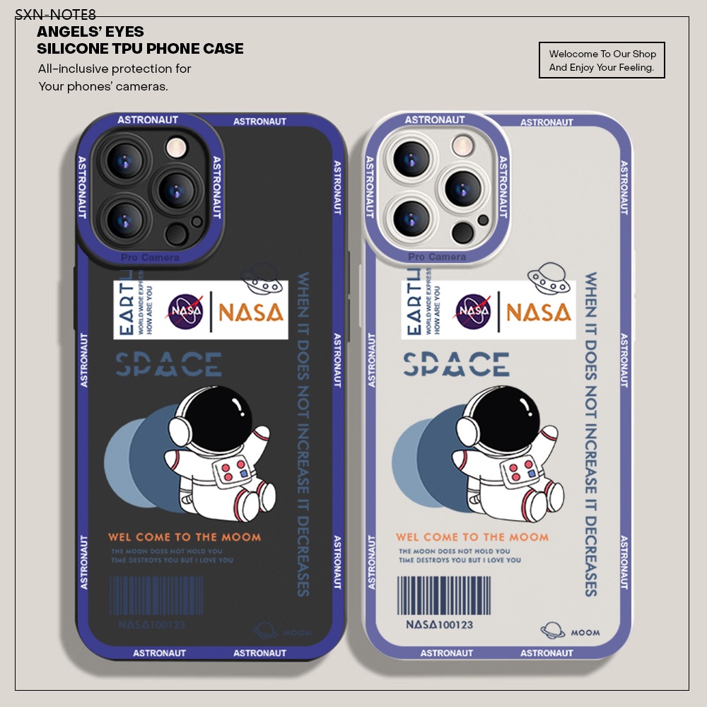 Compatible With Samsung Galaxy Note 8 9 10 20 Lite Plus Ultra เคสซัมซุง สำหรับ Case Cartoon NASA Space Astronaut เคสโทรศัพท์ Soft Back Cover