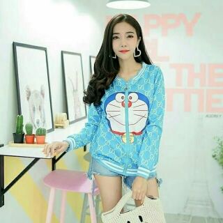 🔥ส่งฟรีจ้า🔥เสื้อแจ๊คเก็ตลาย doraemon สีฟ้า เนื้อผ้านาโน