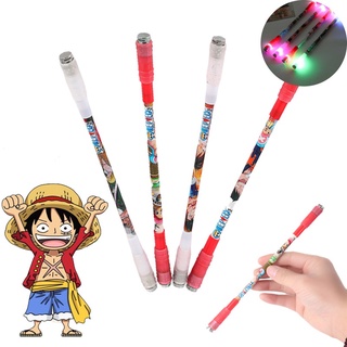 ปากกาเจลเรืองแสง LED รูปการ์ตูน One Piece ของเล่นบรรเทาความเครียด สุ่มสี สําหรับนักเรียน