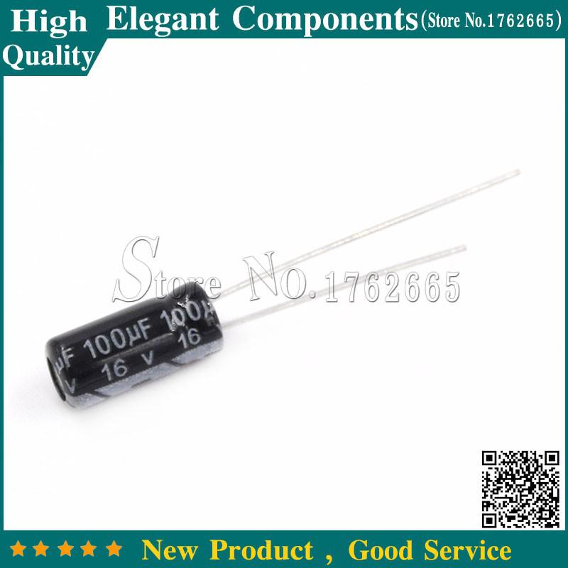 50PCS 100UF 16V 16V 100UF Aluminum Electrolytic Capacitor 16 V / 100 UF Size 5*1