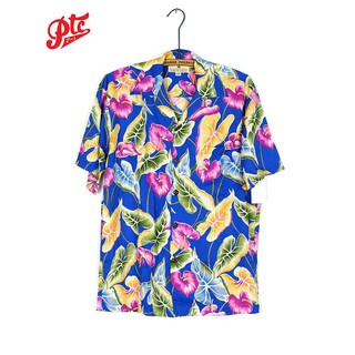 เสื้อฮาวาย PINEAPPLE JUICE "ANTHURIUM LEI" BLUE