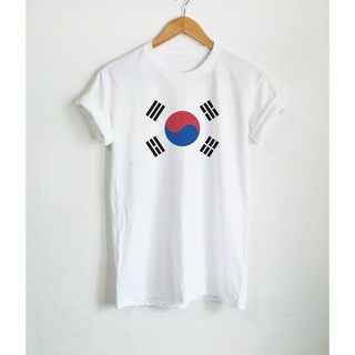 เสื้อยืดลาย ธงชาติ เกาหลี ประเทศเกาหลีใต้ South Korea Flag เสื้อยืดสกรีน แขนสั้น คอกลม