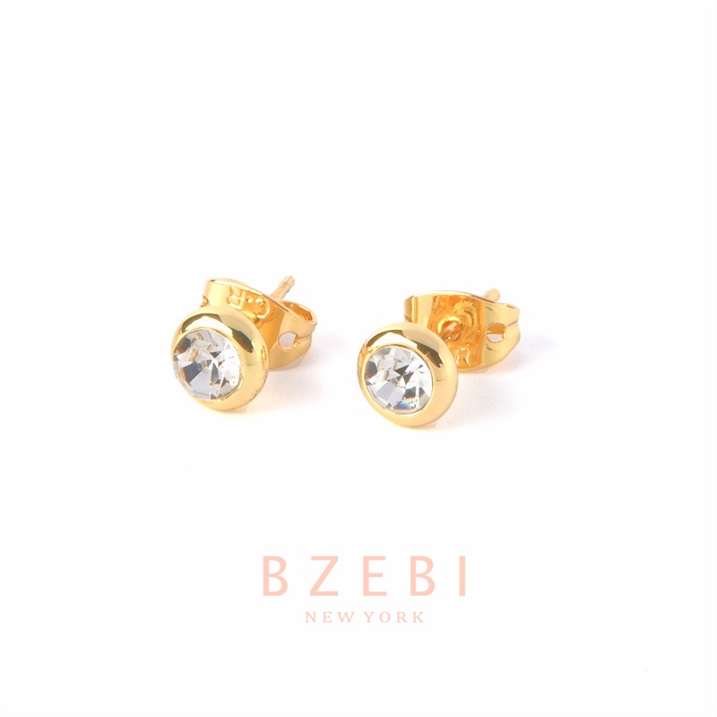 BZEBI ต่างหู ตุ้มหู แฟชั่น เกาหลี ทอง เครื่องประดับเงินแท้ earrings หนีบเกาหลี ห่วง หนีบ เกี่ยวใบหู เครื่องประดับเงิน ประดับเพทาย ทรงเรขาคณิต สําหรับผู้หญิง 317e