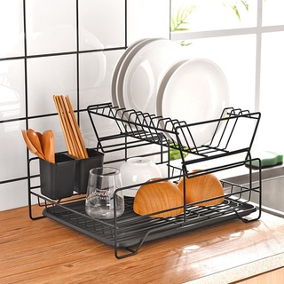 ที่คว่ำจาน 2ชั้น ชั้นคว่ำจาน ที่วางจานชาม Drain rack 2ชั้น ชั้นคว่ำจาน Dishes Drying Rack Double Rows -สินค้ามีพร้อมส่ง-