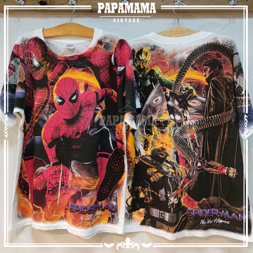 [ SPIDERMAN ] bootleg No Way Home tag WILD OATS All Over Print เสื้อหนัง สไปเดอร์แมน papamama vintag