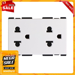 เต้ารับคู่ 3 ขา มีม่านิรภัย HACO AP-E233 สีขาว เต้ารับสายไฟ DOUBLE SOCKETS HACO AP-E233 3-PIN WHITE