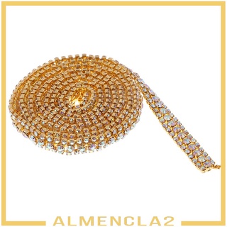 [Almencla2] คริสตัล Rhinestone 3 แถวสําหรับตกแต่งเสื้อผ้า 1 หลา