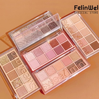 Felinwel พาเลทอายแชโดว์ ชิมเมอร์ เนื้อแมตต์ กลิตเตอร์ 10 สี ติดทนนาน ดูเป็นธรรมชาติ